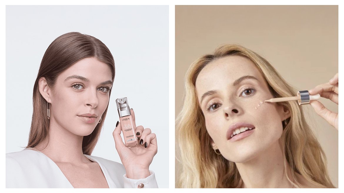 Modelki przedstawiające podkłady do twarzy